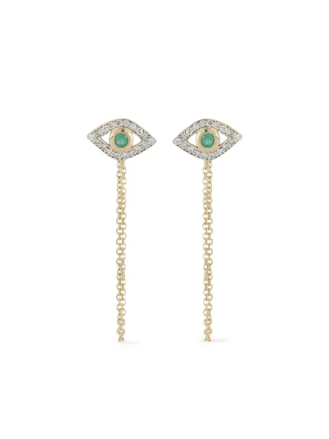 Mateo 14K yellow gold Evil Eye emerald and diamond earrings