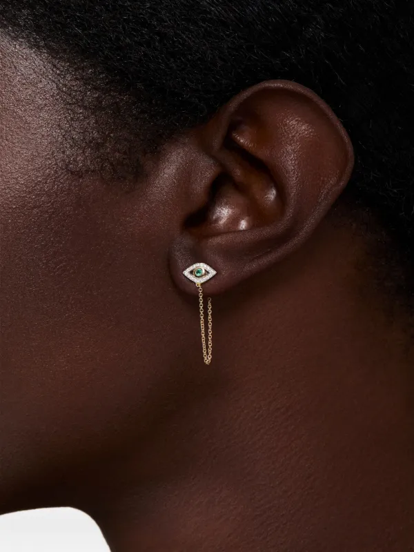 Mateo 14K Yellow Gold Evil Eye Emerald and Diamond Earrings