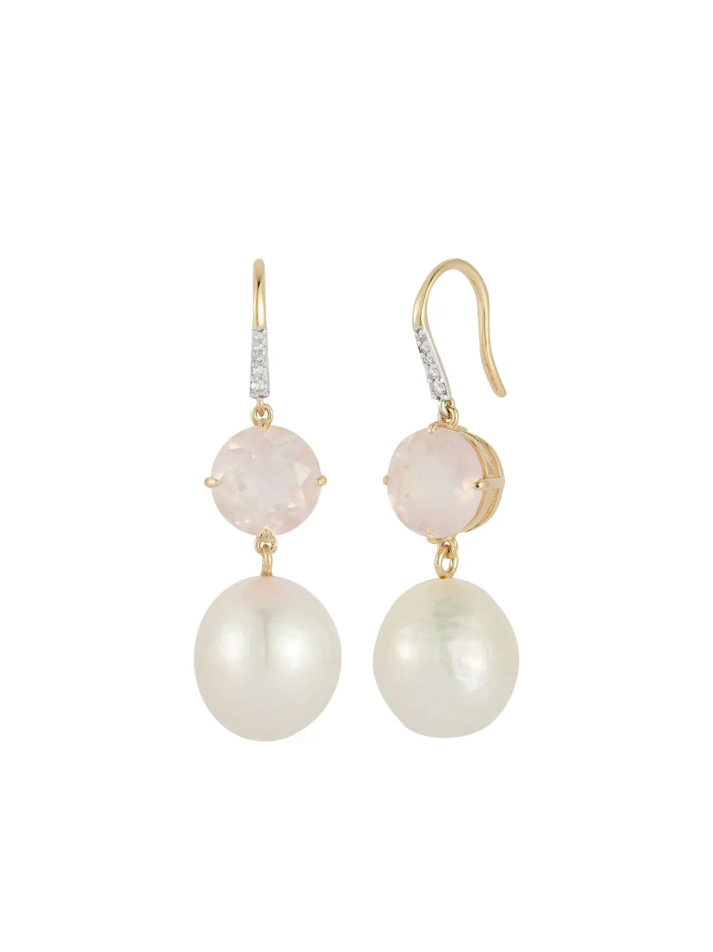 pink topaz pearl drop earrings
