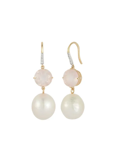 Mateo pink topaz pearl drop earrings