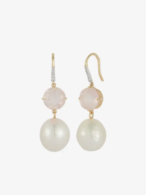 Mateo pink topaz pearl drop earrings