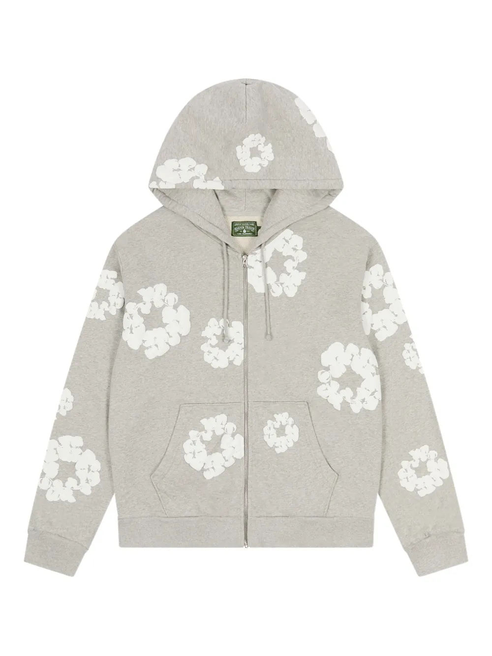 Denim Tears wreath-print zip-up hoodie | Grey | Image 1