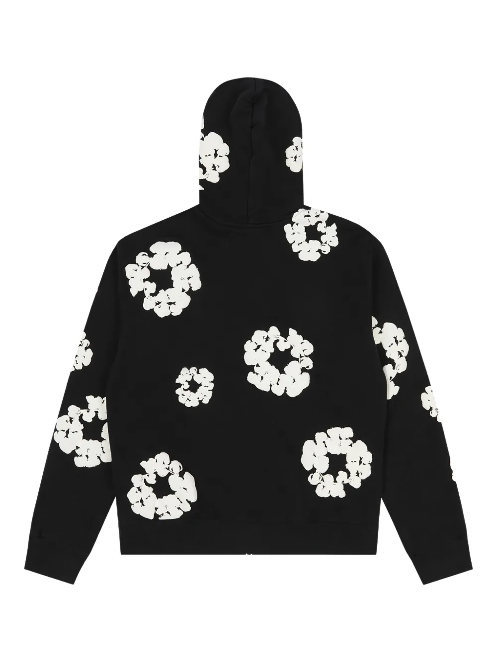 Denim Tears Wreath-print Zip Hoodie In Black