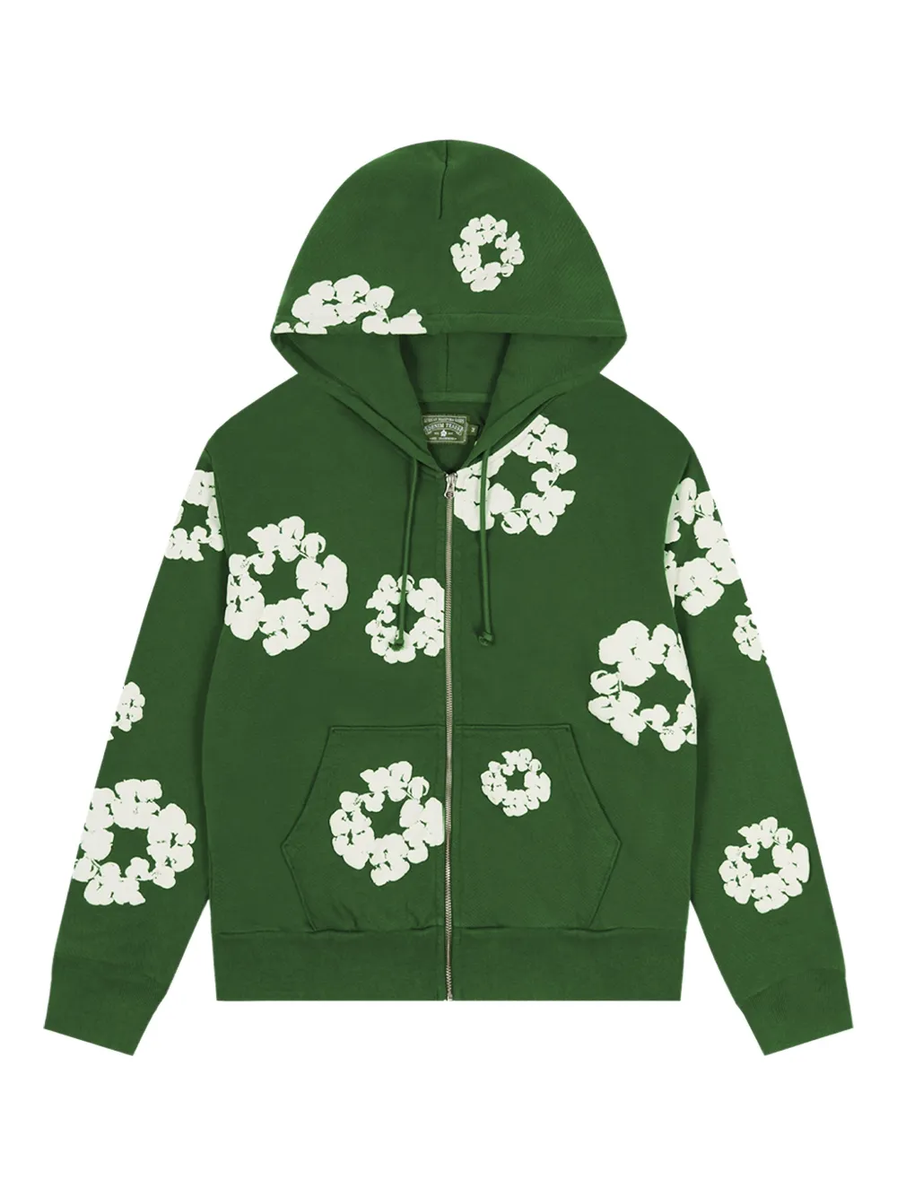 Denim Tears wreath-print zip-up hoodie | Green | Image 1