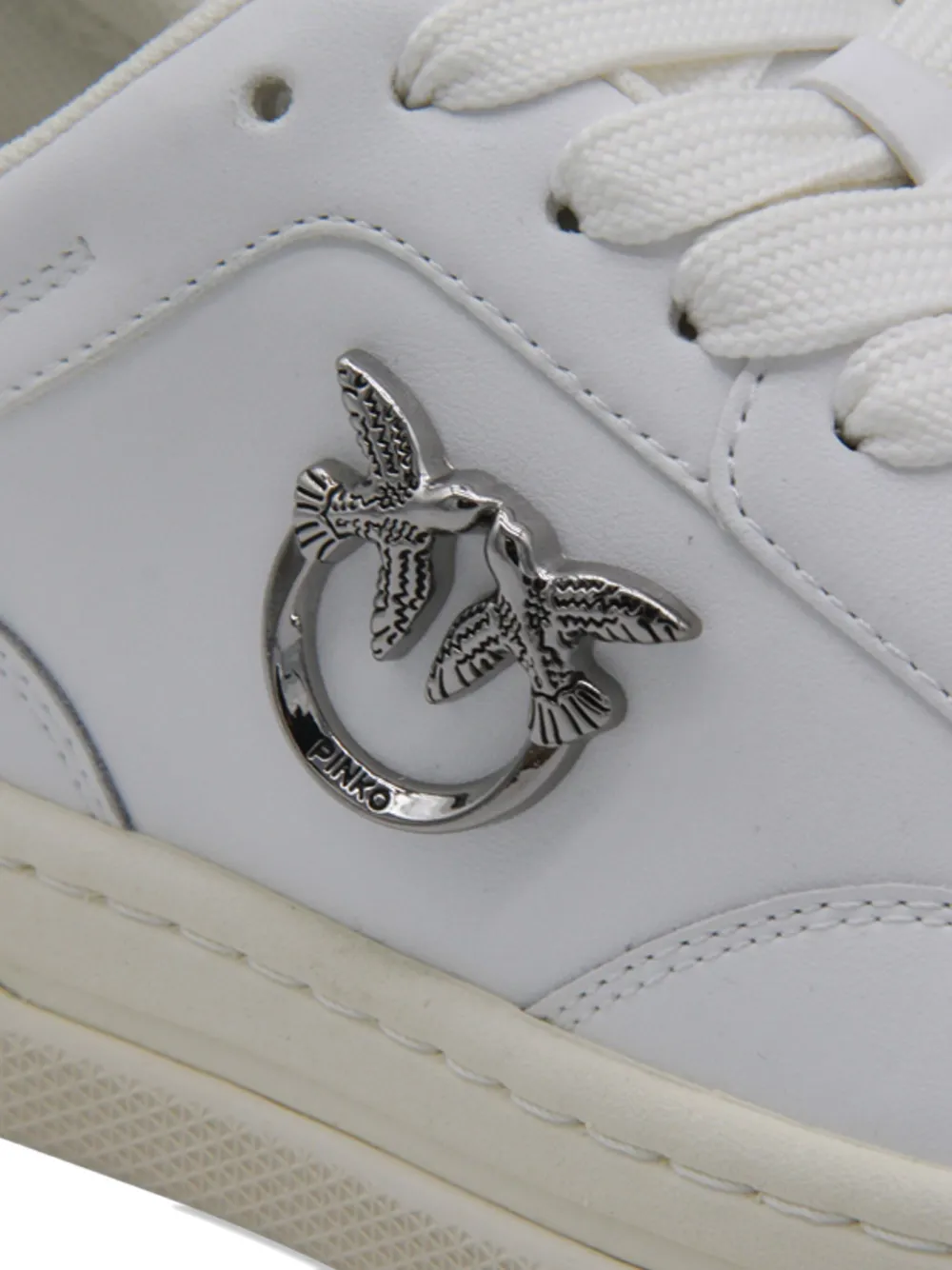 PINKO logo-detail leather sneakers White