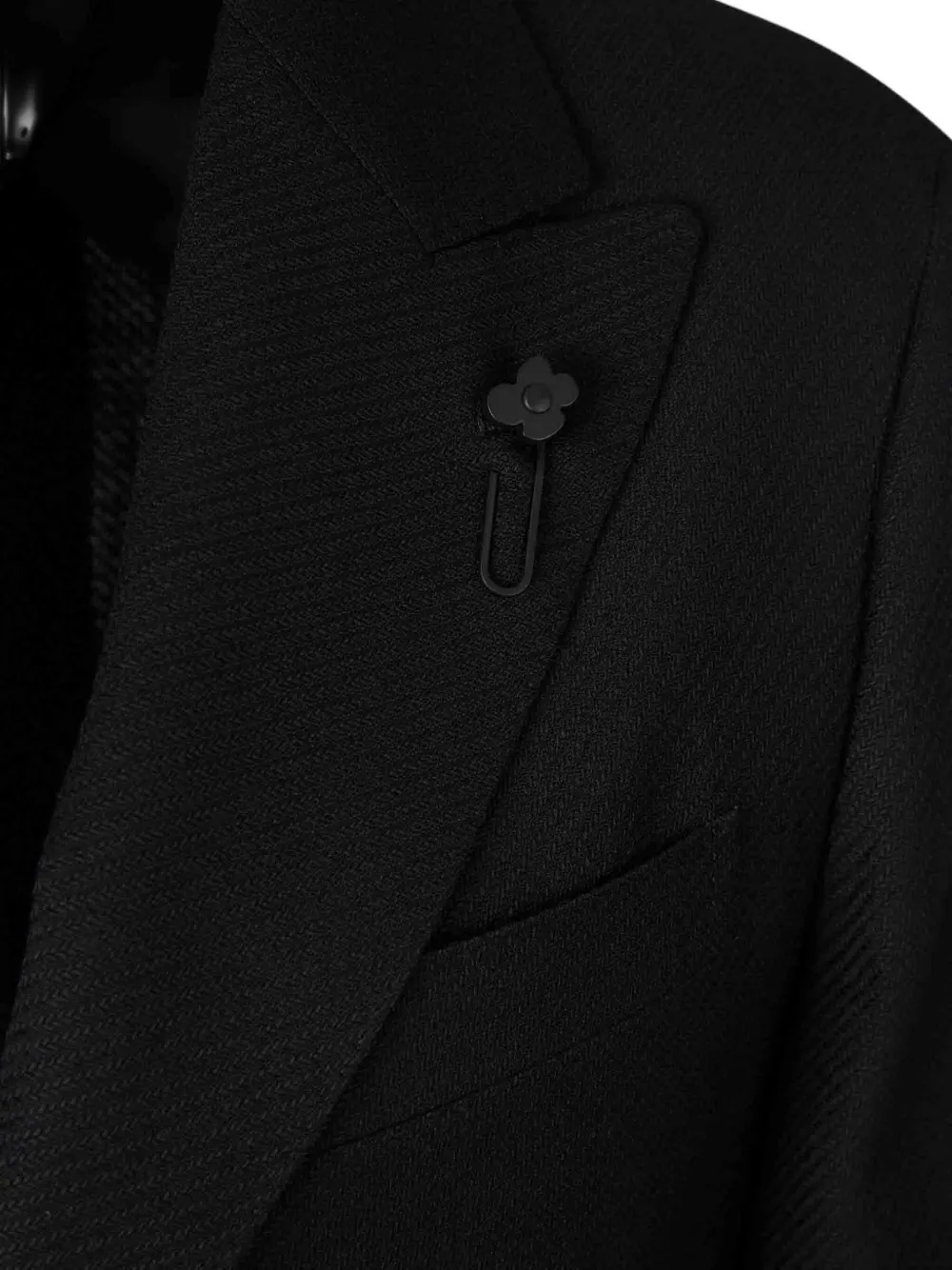 Lardini two-button herringbone blazer Zwart