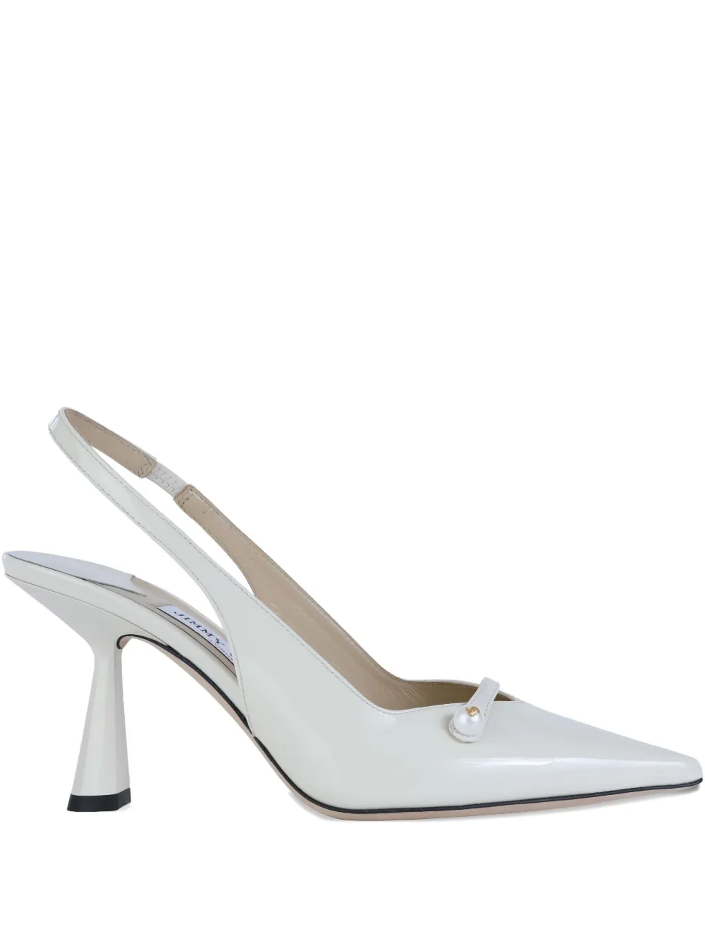 Jimmy Choo 85mm pearl-embellished slingback pumps LATTE BLACK