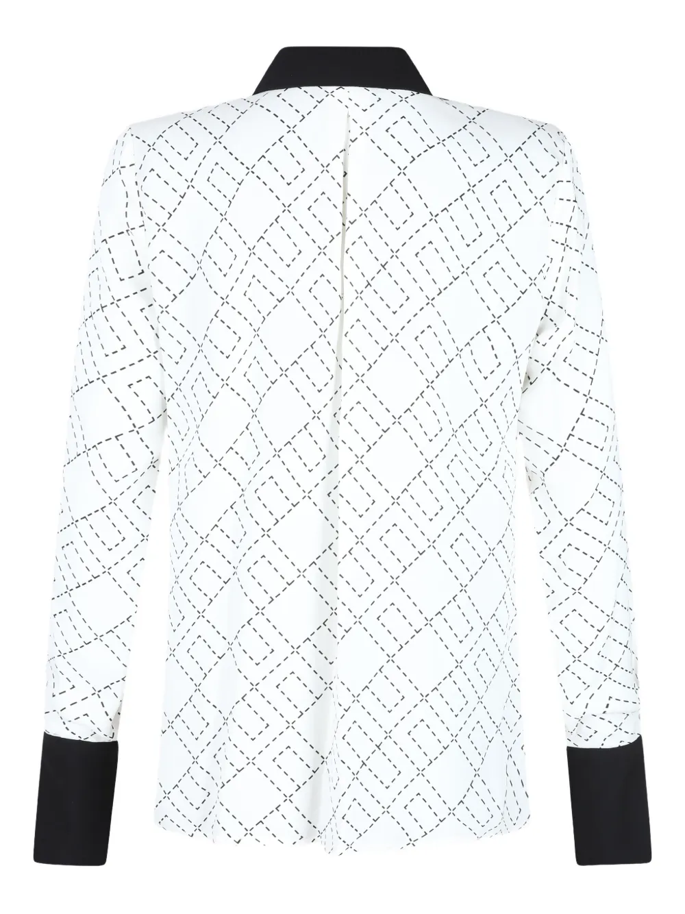 Elisabetta Franchi geometric-print tie-neck shirt - Wit