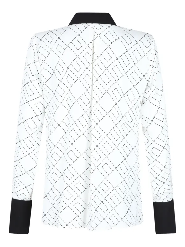 Elisabetta Franchi geometric-print tie-neck Shirt | White