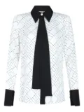 Elisabetta Franchi geometric-print tie-neck shirt - White