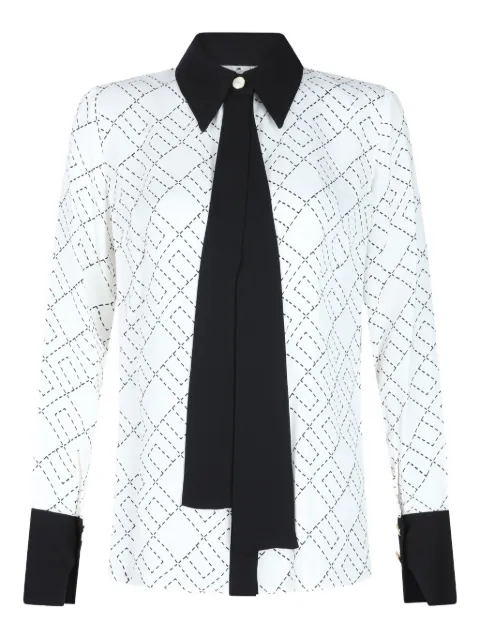 Elisabetta Franchi geometric-print tie-neck shirt