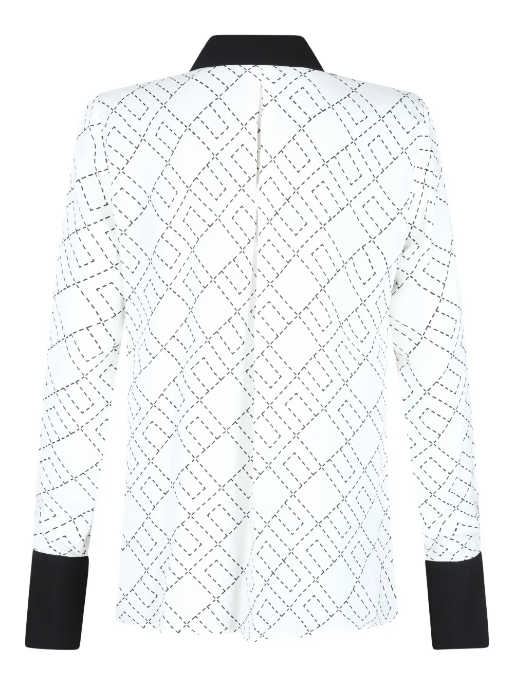 Elisabetta Franchi Casual Geometric Pattern Long Sleeve Top In White