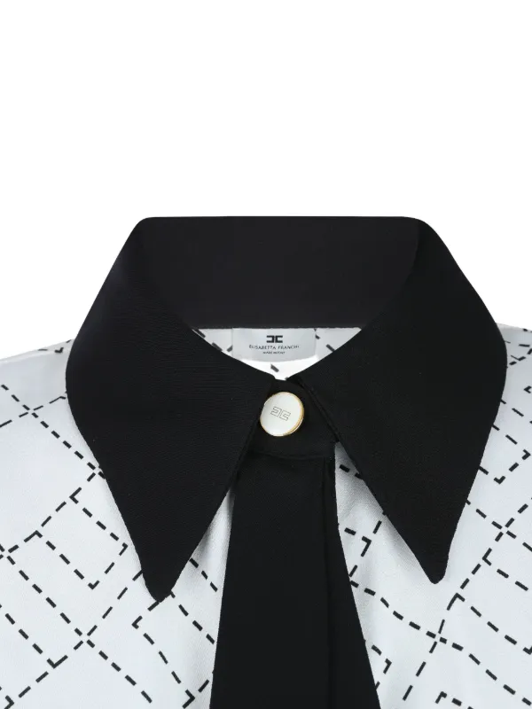 Elisabetta Franchi geometric-print tie-neck Shirt | White