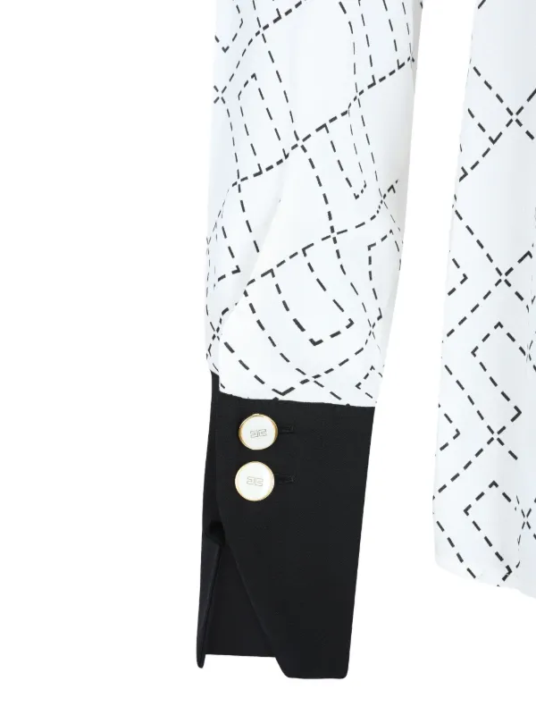 Elisabetta Franchi geometric-print tie-neck Shirt | White