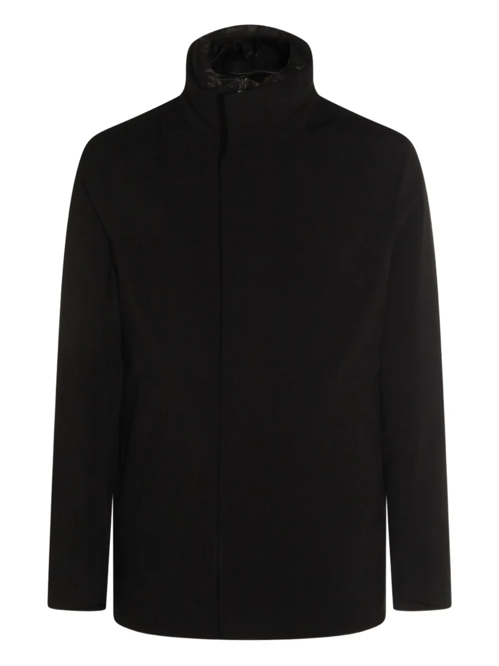 high-neck zip-front jacket