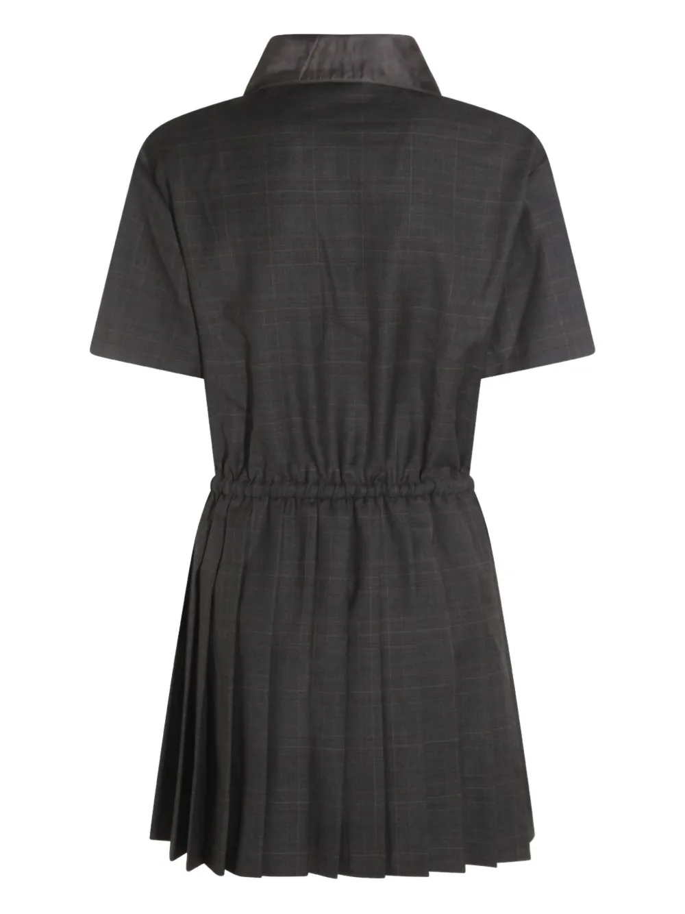 Miu Miu pleated check mini dress - Grijs