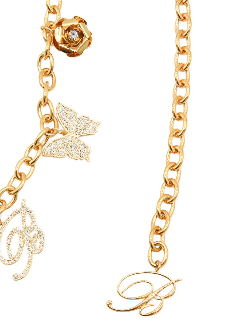 Blumarine rose-butterfly chain belt - Goud