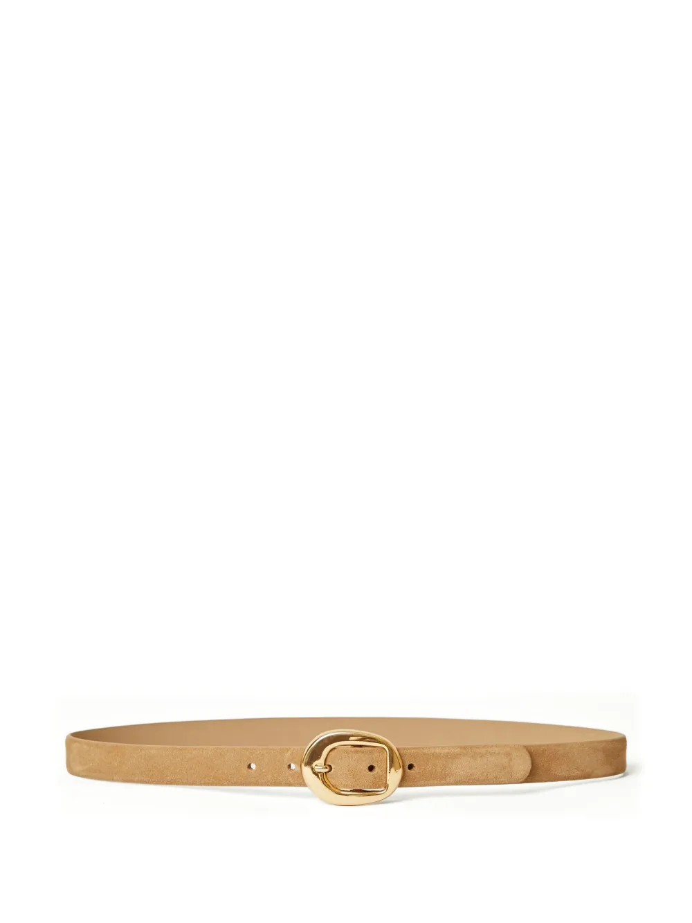 oval-buckle suede belt