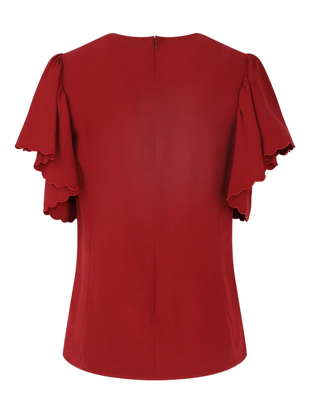 Ulla Johnson flutter-sleeves scalloped blouse Rood