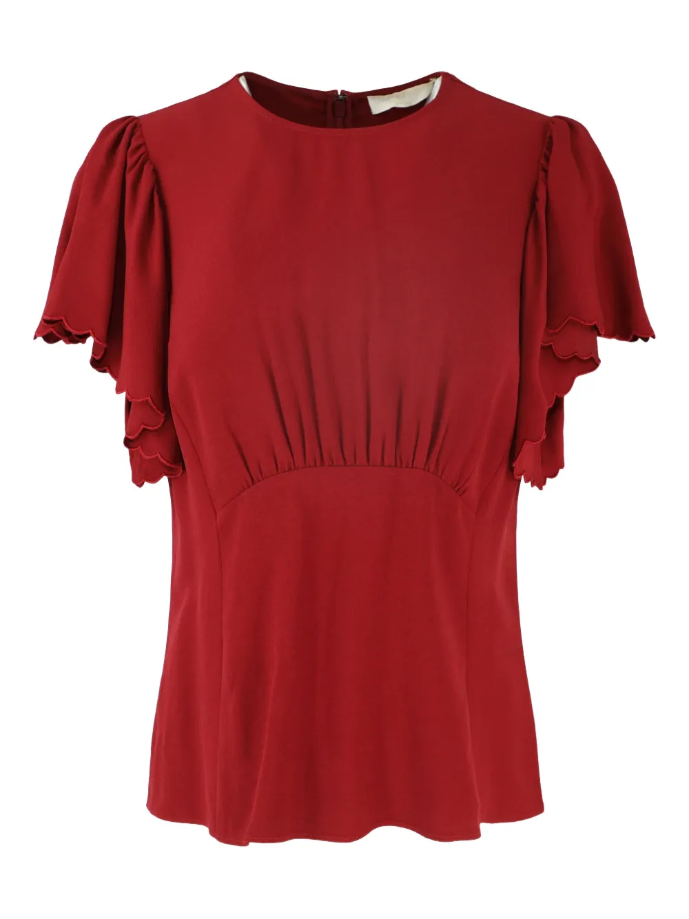 Ulla Johnson flutter-sleeves scalloped blouse Rood