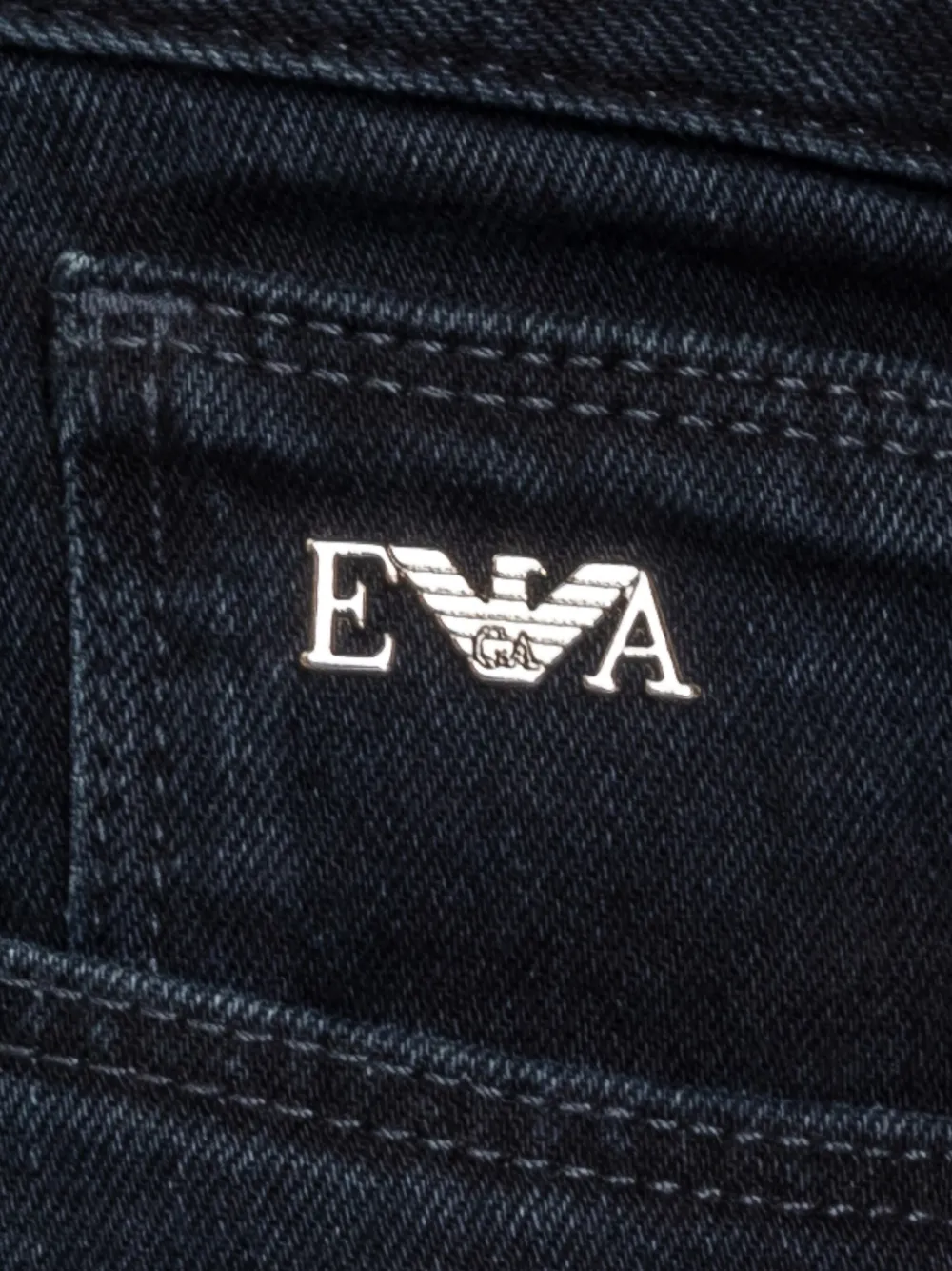 Emporio Armani five-pocket logo-plaque jeans Blauw