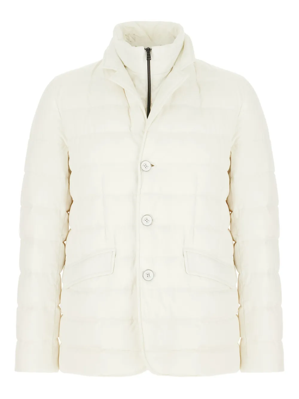 Herno Quilted Button-fastening Padded Jacket In White