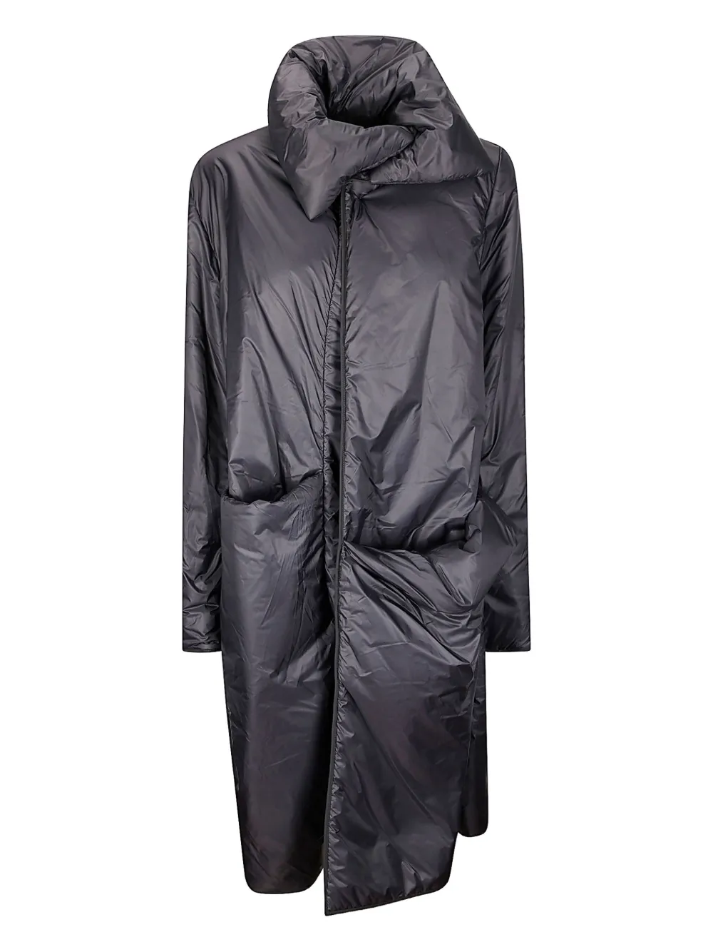 high-neck quilted coat