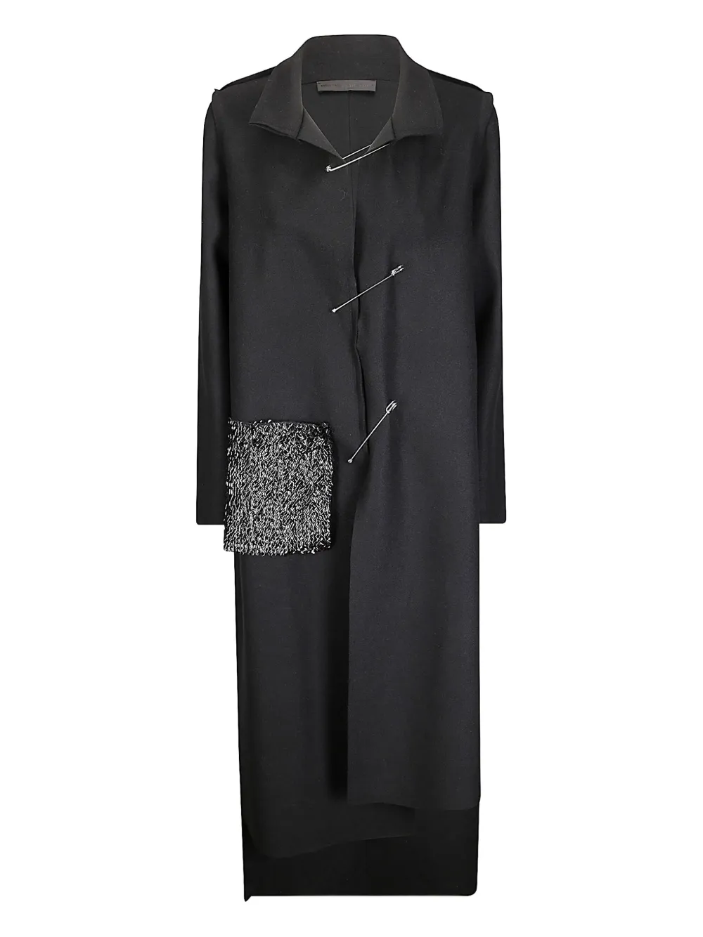 safety-pin embellished coat