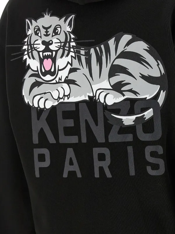 Kenzo Felpa Happy Tiger Con Zip Nero FARFETCH IT