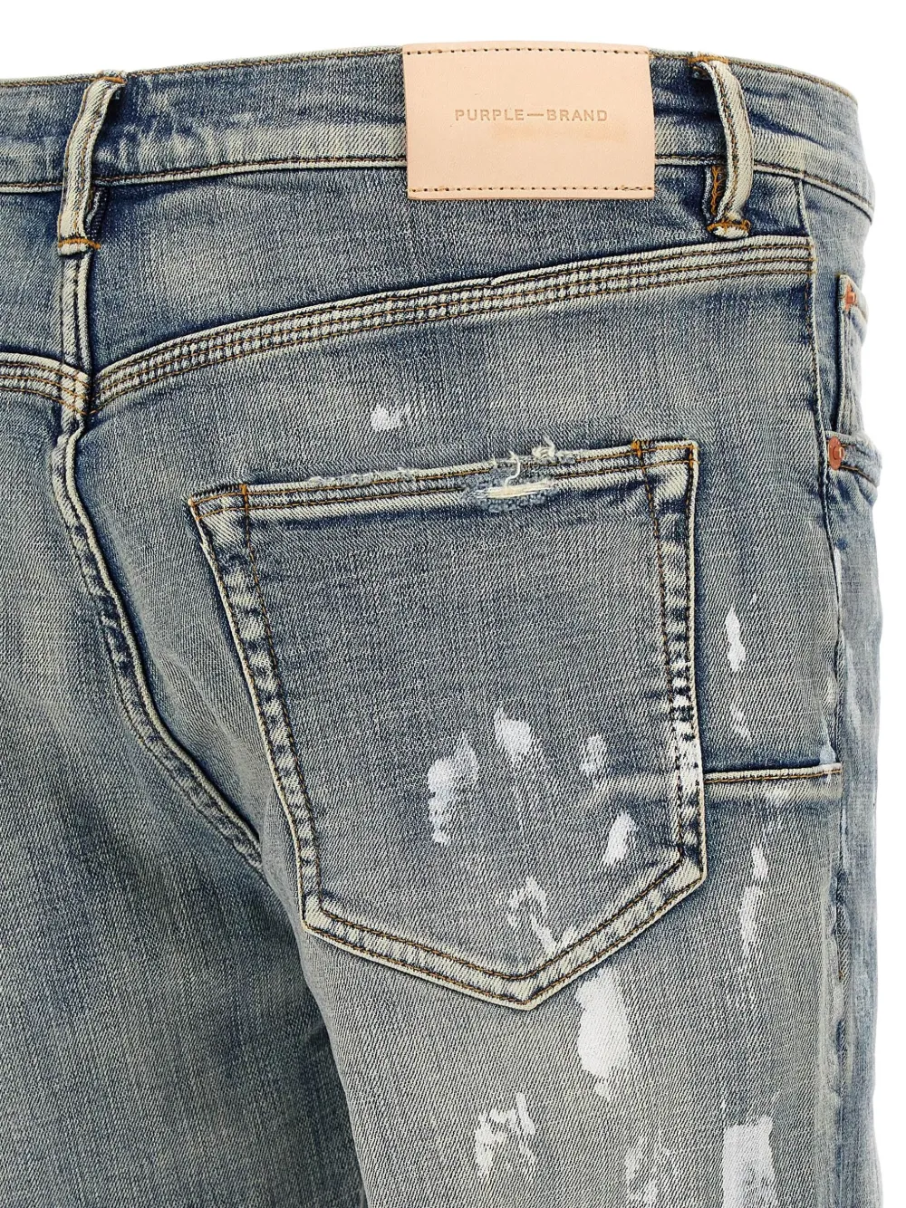 Purple Brand paint-splatter distressed jeans Blauw