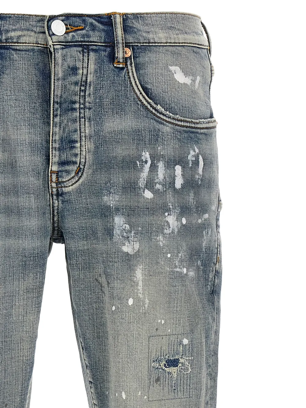 Purple Brand paint-splatter distressed jeans Blauw