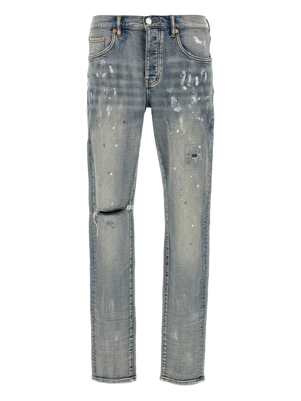 Purple Brand paint-splatter distressed jeans Blauw