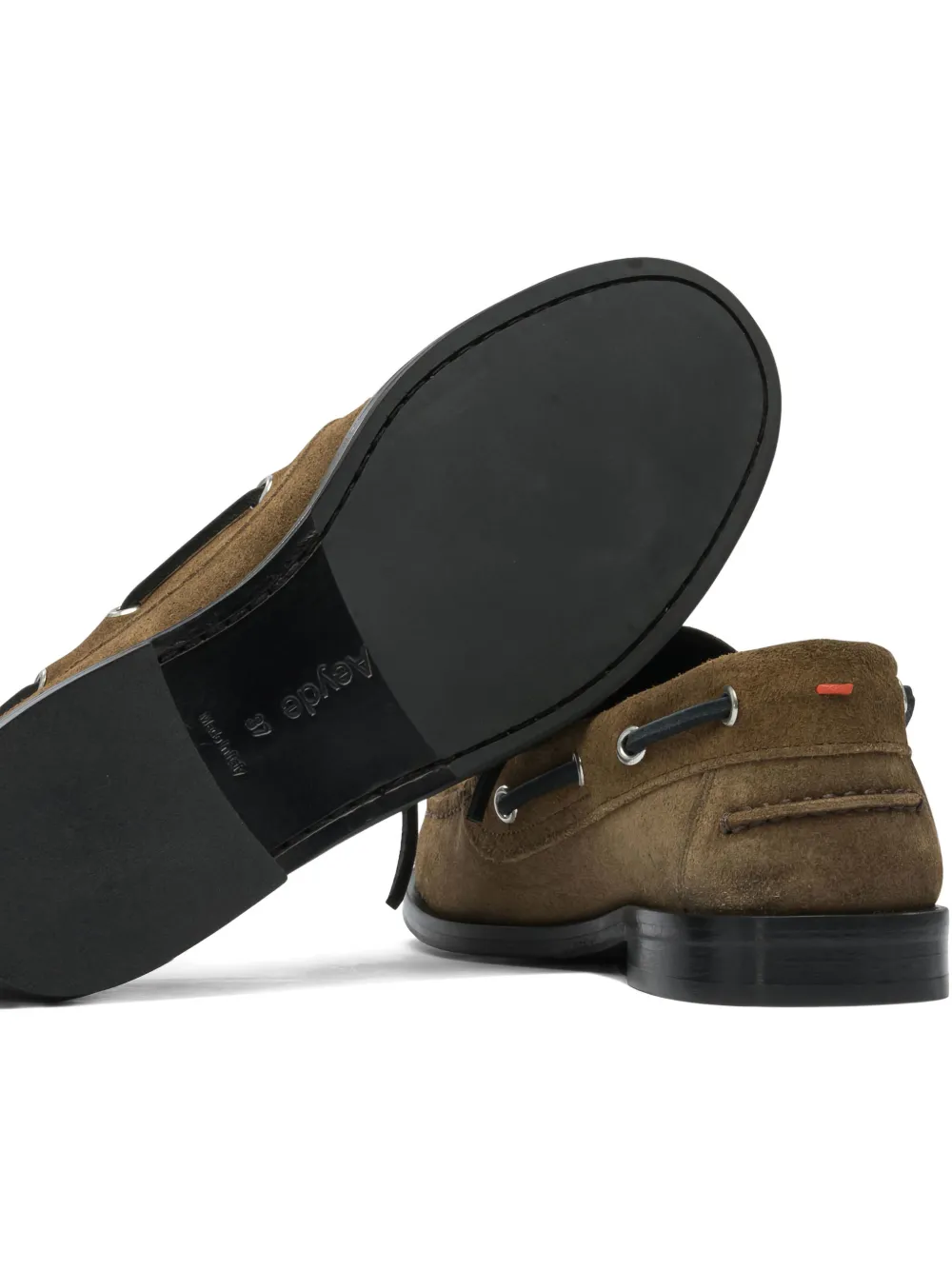 Aeyde Harris suede leather lace-up loafers Brown