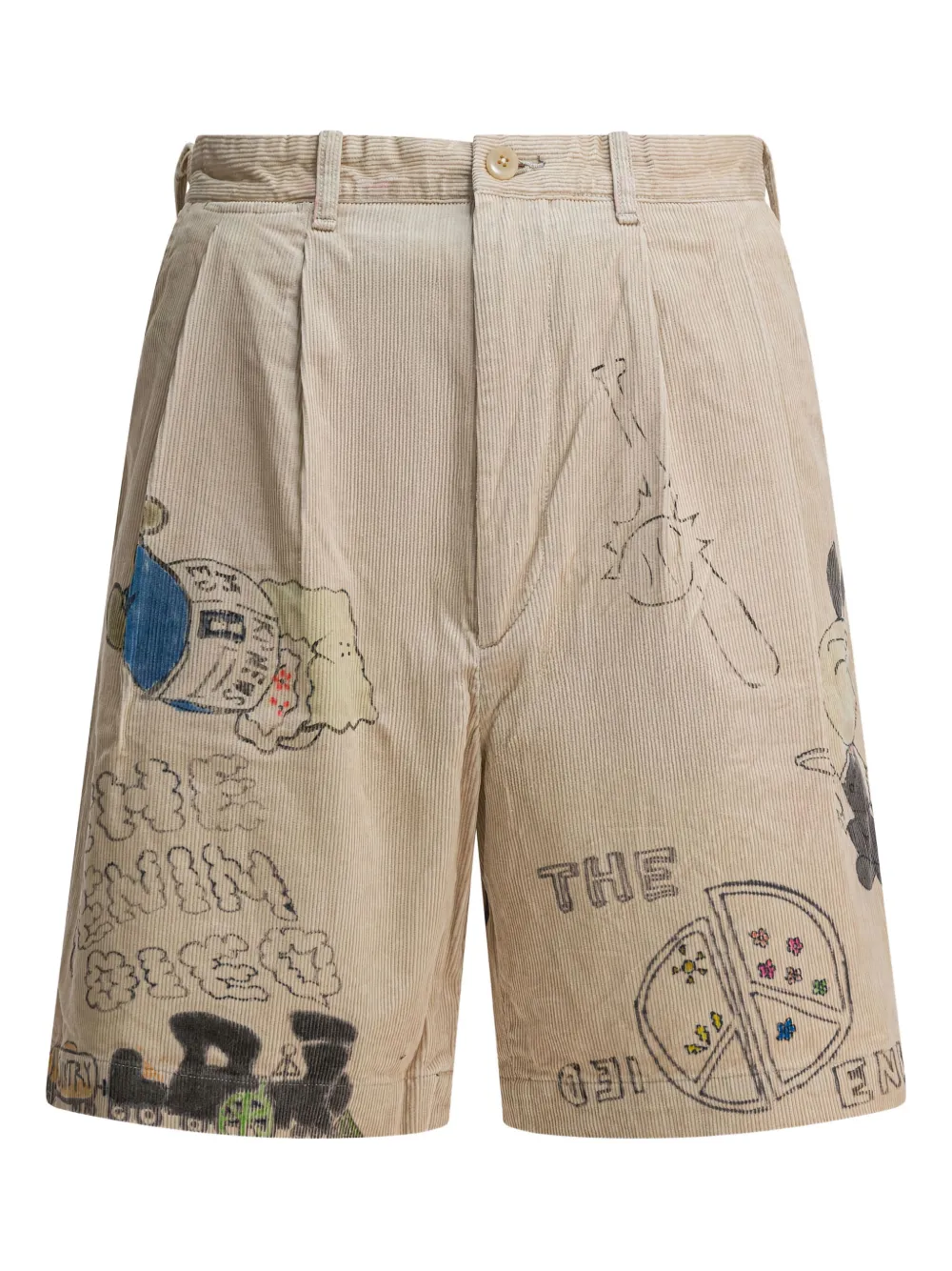 KAPITAL shorts de pana con estampado gráfico | neutro | Image 1