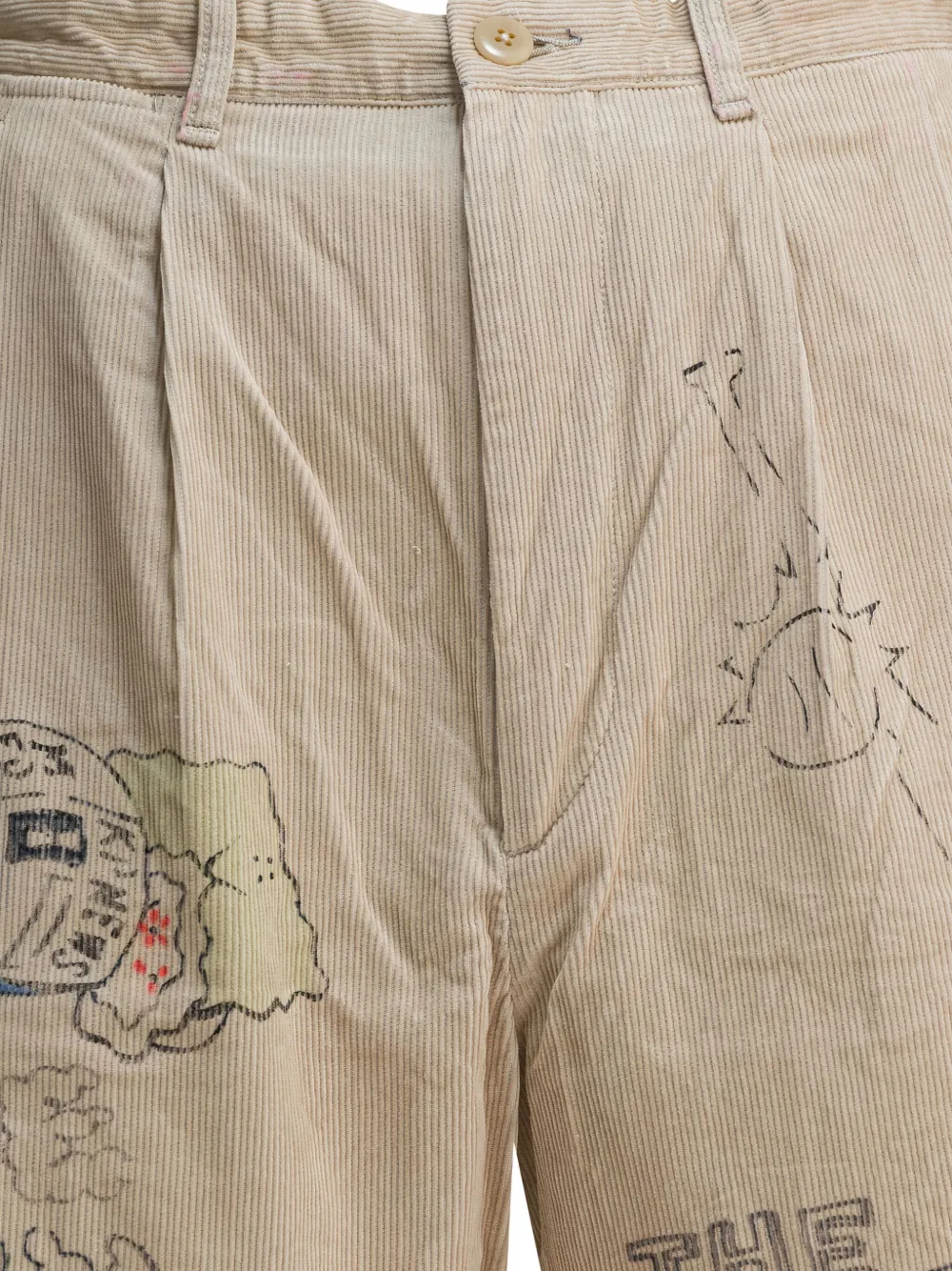 KAPITAL Ribfluwelen shorts Beige
