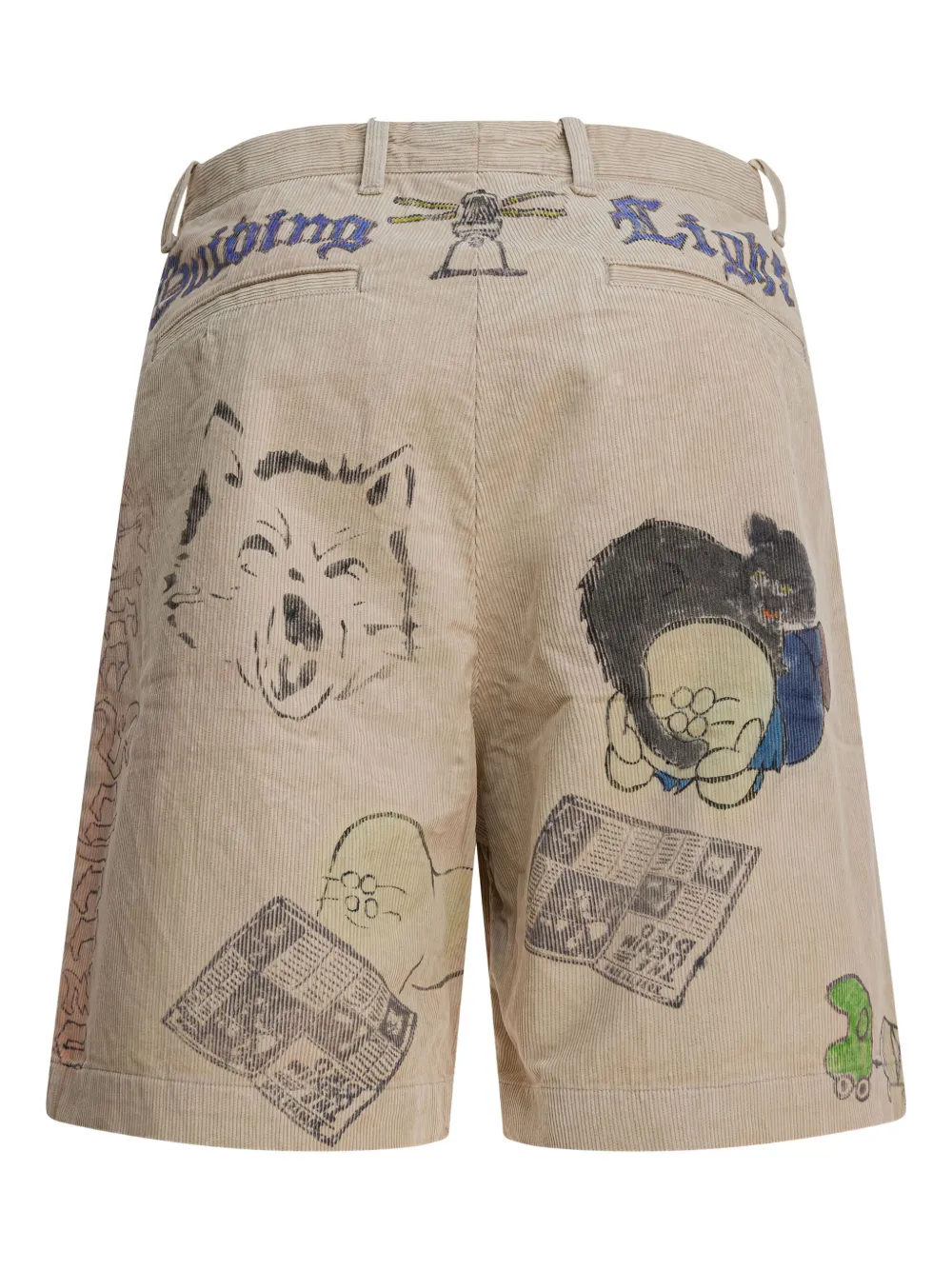 KAPITAL Ribfluwelen shorts - Beige