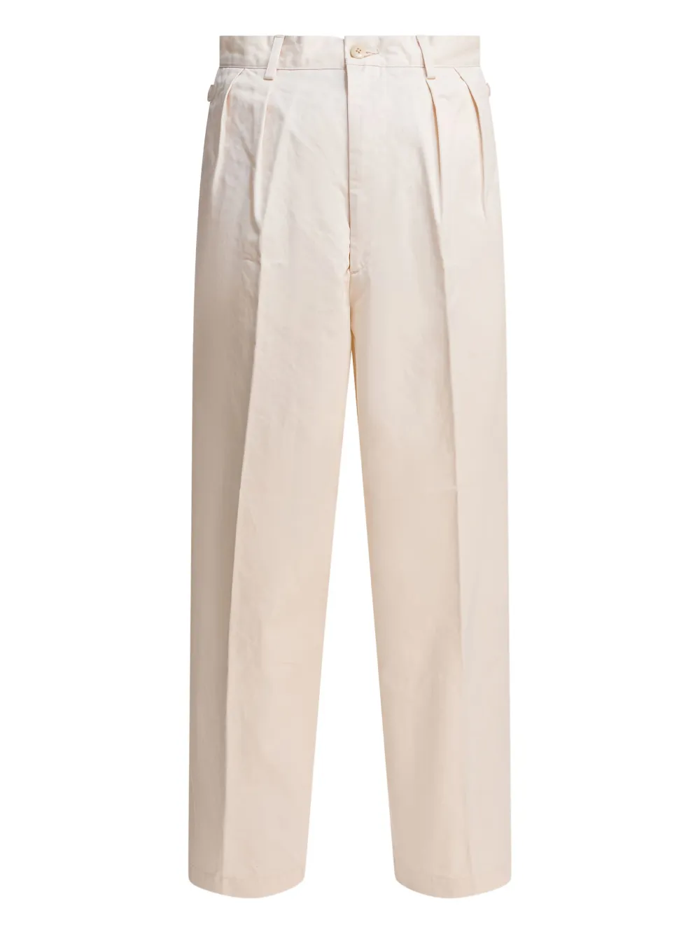 pleated studded-detail pocketed straight-leg trousers