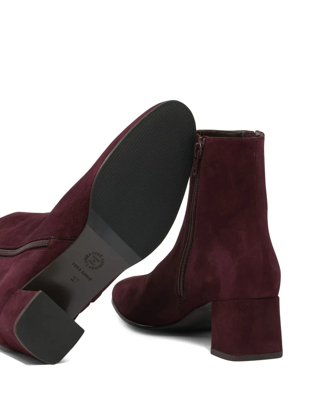 Maretto suede block-heel ankle boots Red