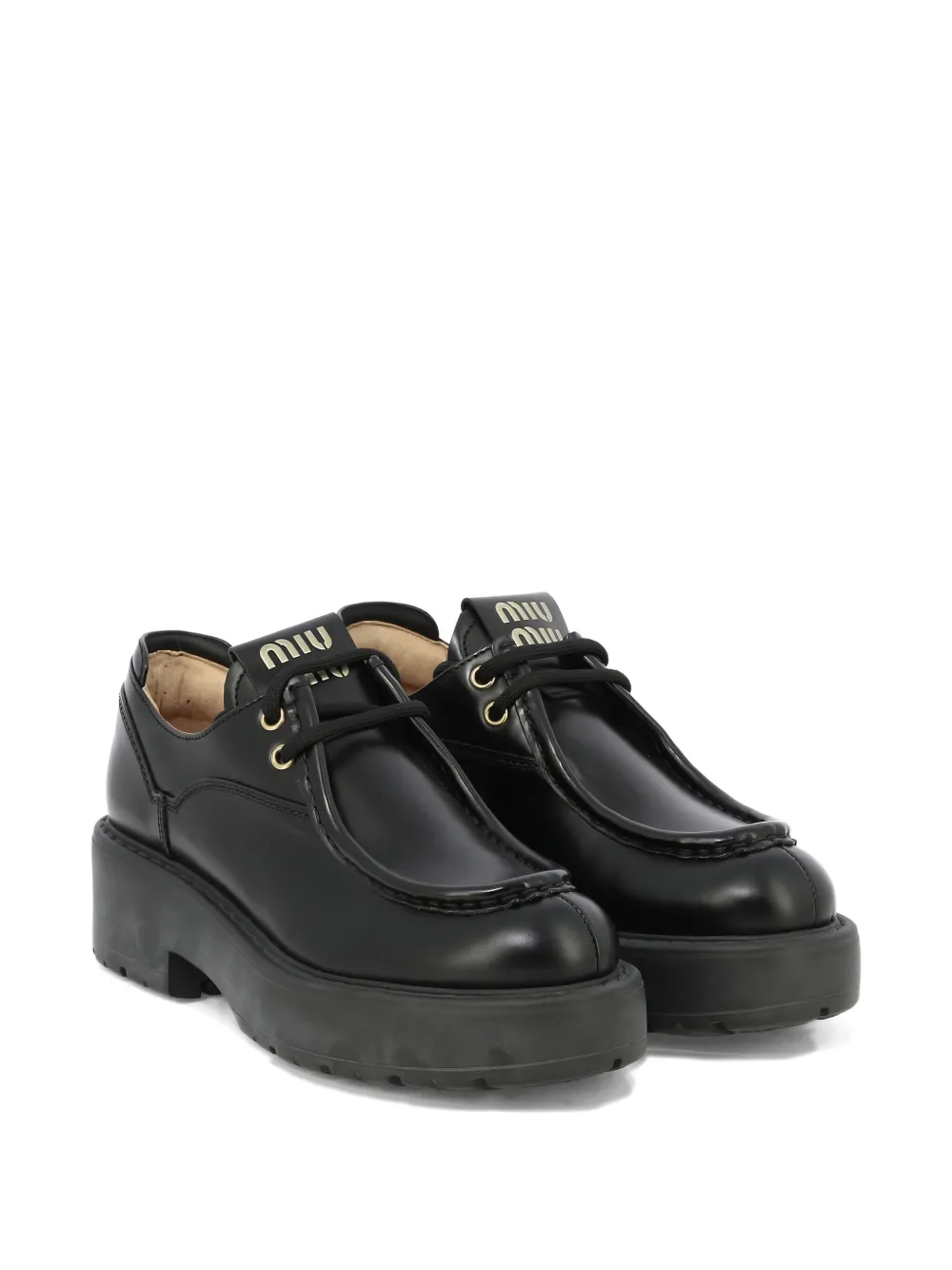 Miu 55 mm veterschoenen met plateauzool BLACK
