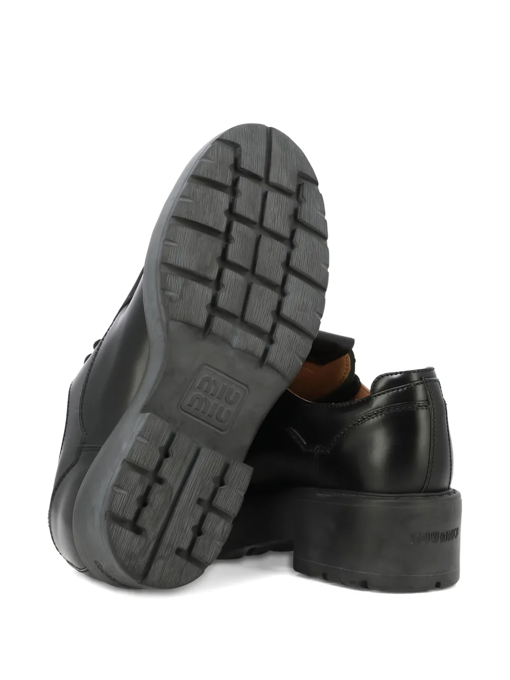 Miu 55 mm veterschoenen met plateauzool BLACK
