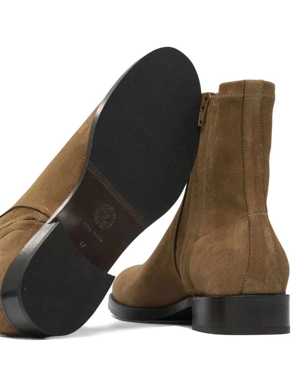 Maretto zip-detail suede ankle boots Brown