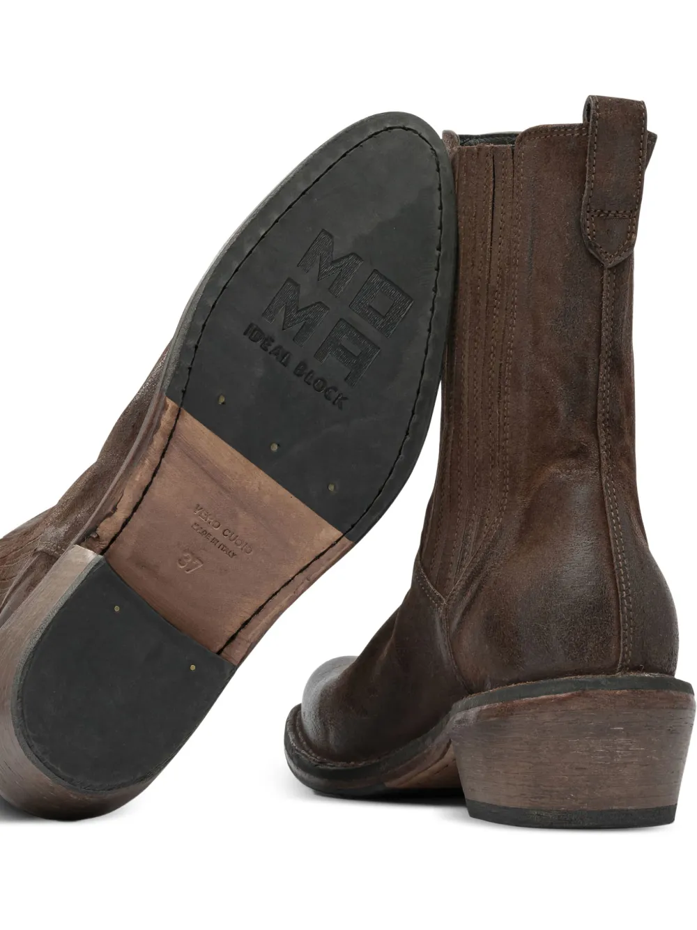 Moma elastic-panel leather cowboy boots Brown