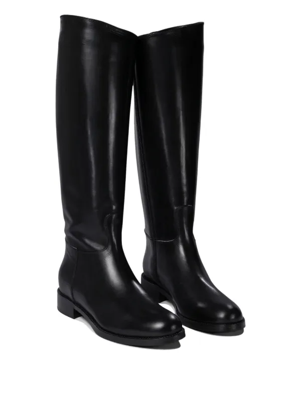 maretto ロングブーツ Maretto Leather zip-fastening Boots | Black | FARFETCH CA