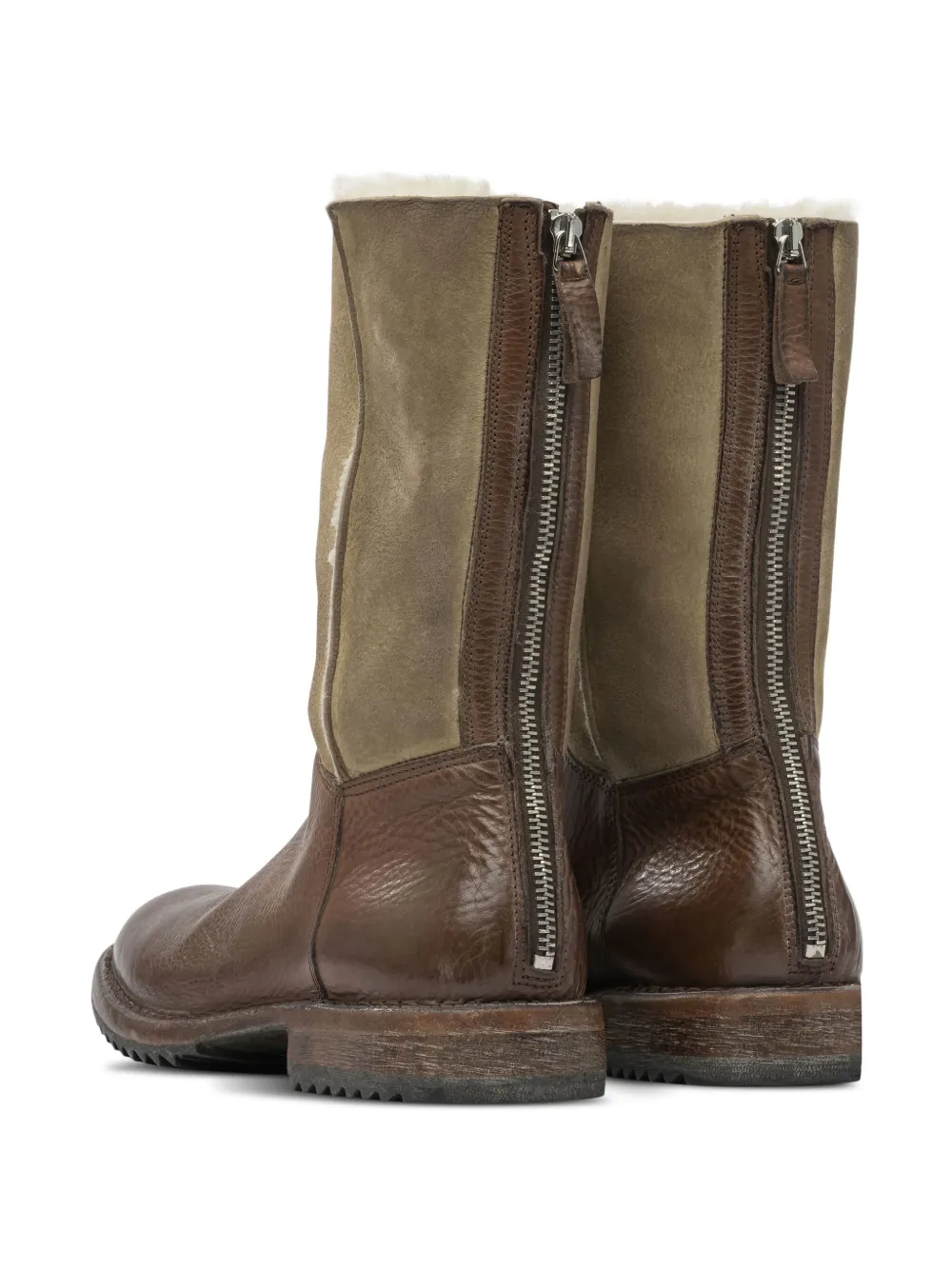 Moma leather zip-fastening mid-calf length boots Brown