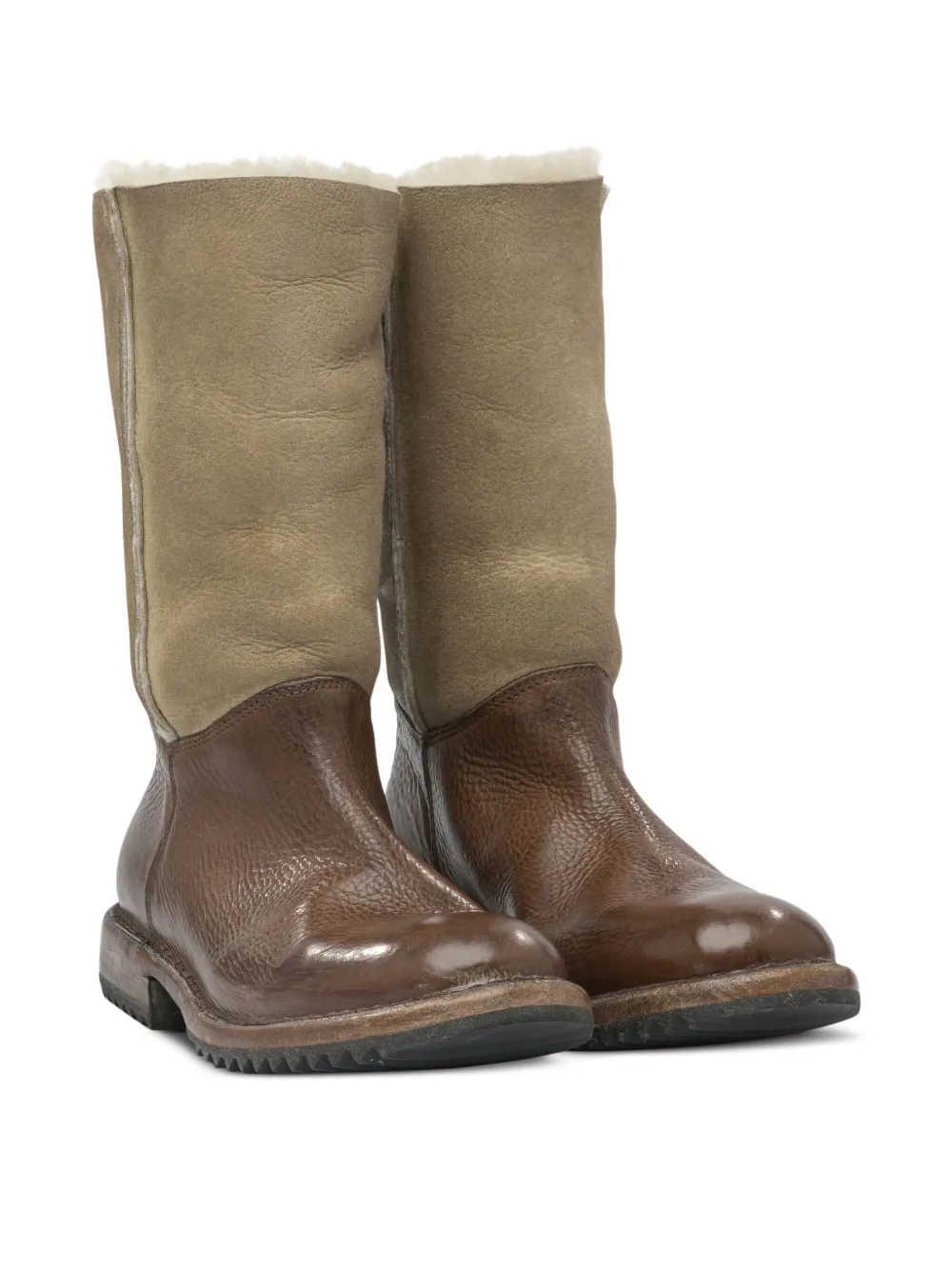 Moma leather zip-fastening mid-calf length boots Brown