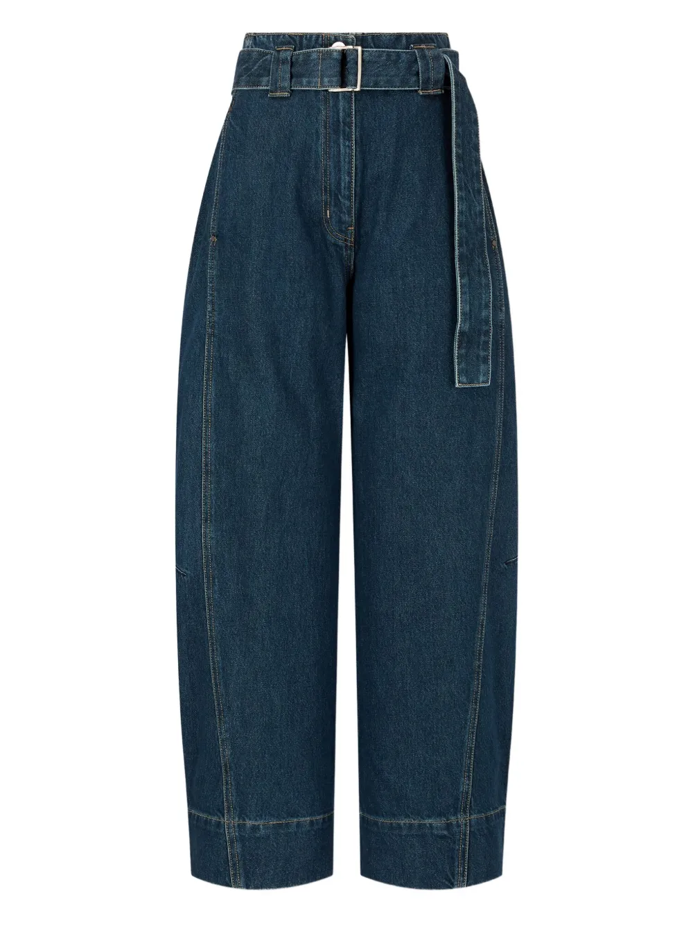 belted panelled denim trousers
