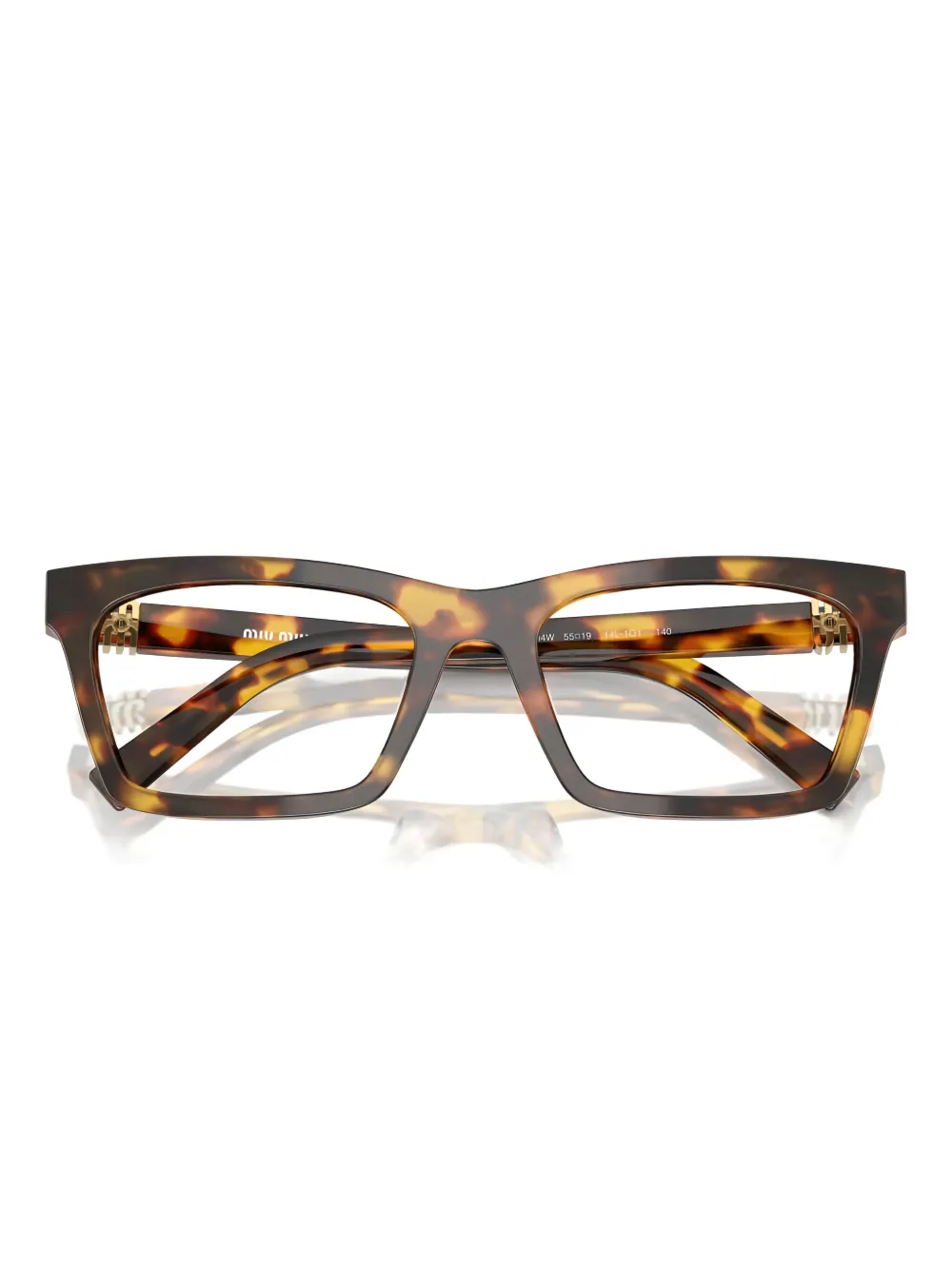 Miu Eyewear Bril met rechthoekig montuur en schildpadschild-effect Bruin