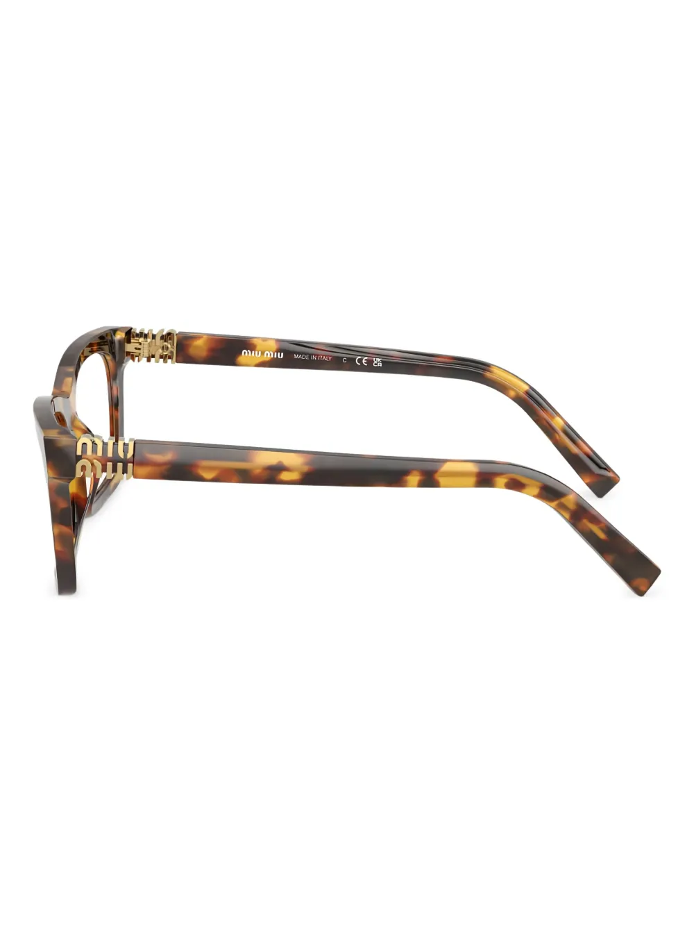 Miu Eyewear Bril met rechthoekig montuur en schildpadschild-effect Bruin