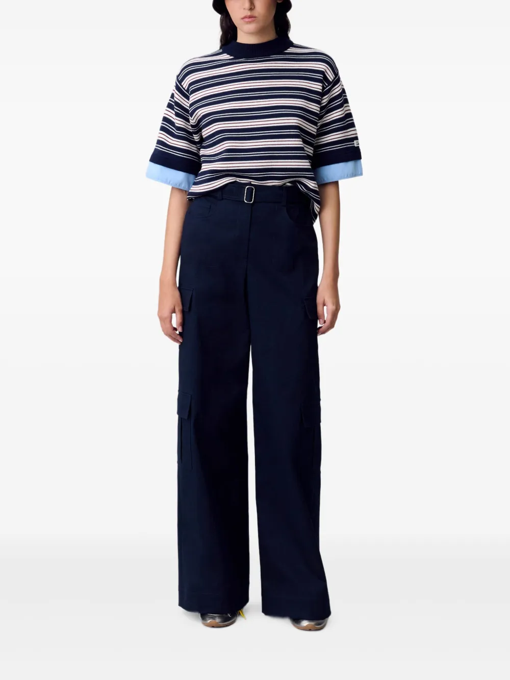 Claudie Pierlot belted wide-leg cargo trousers - Blauw
