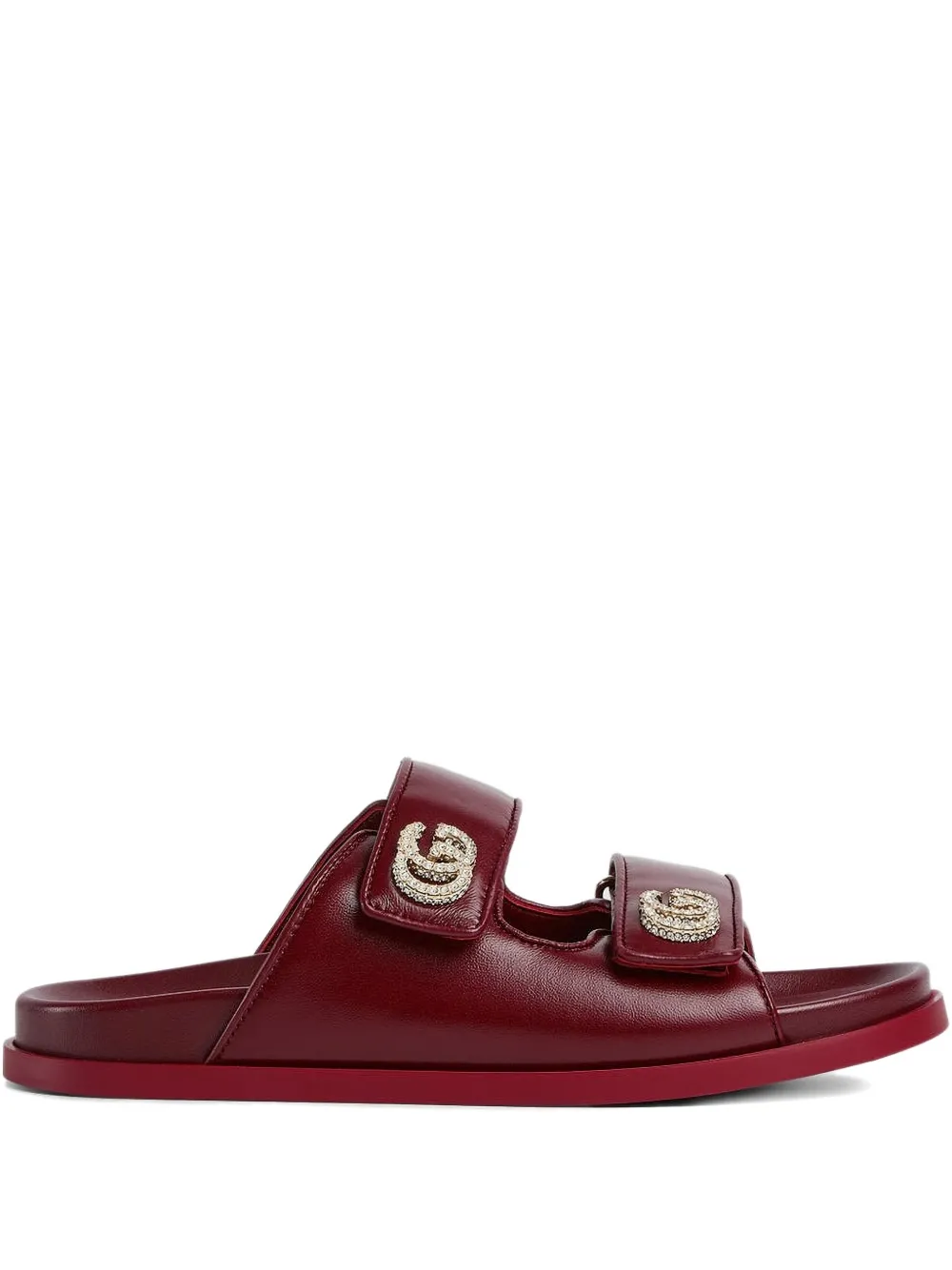 Gucci Sandalen verfraaid met kristallen en dubbele bandjes Rood